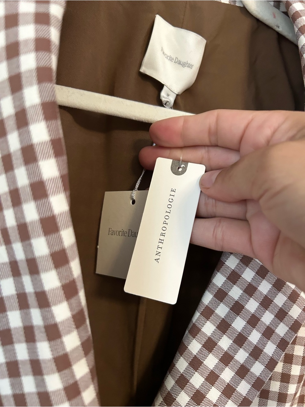 Anthropologie Favorite Daughter The Break-Up Blazer brown gingham check print - Picture 4 of 9